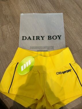 DAIRY BOY Yellow Low Rise Errand DB Sport Active Shorts